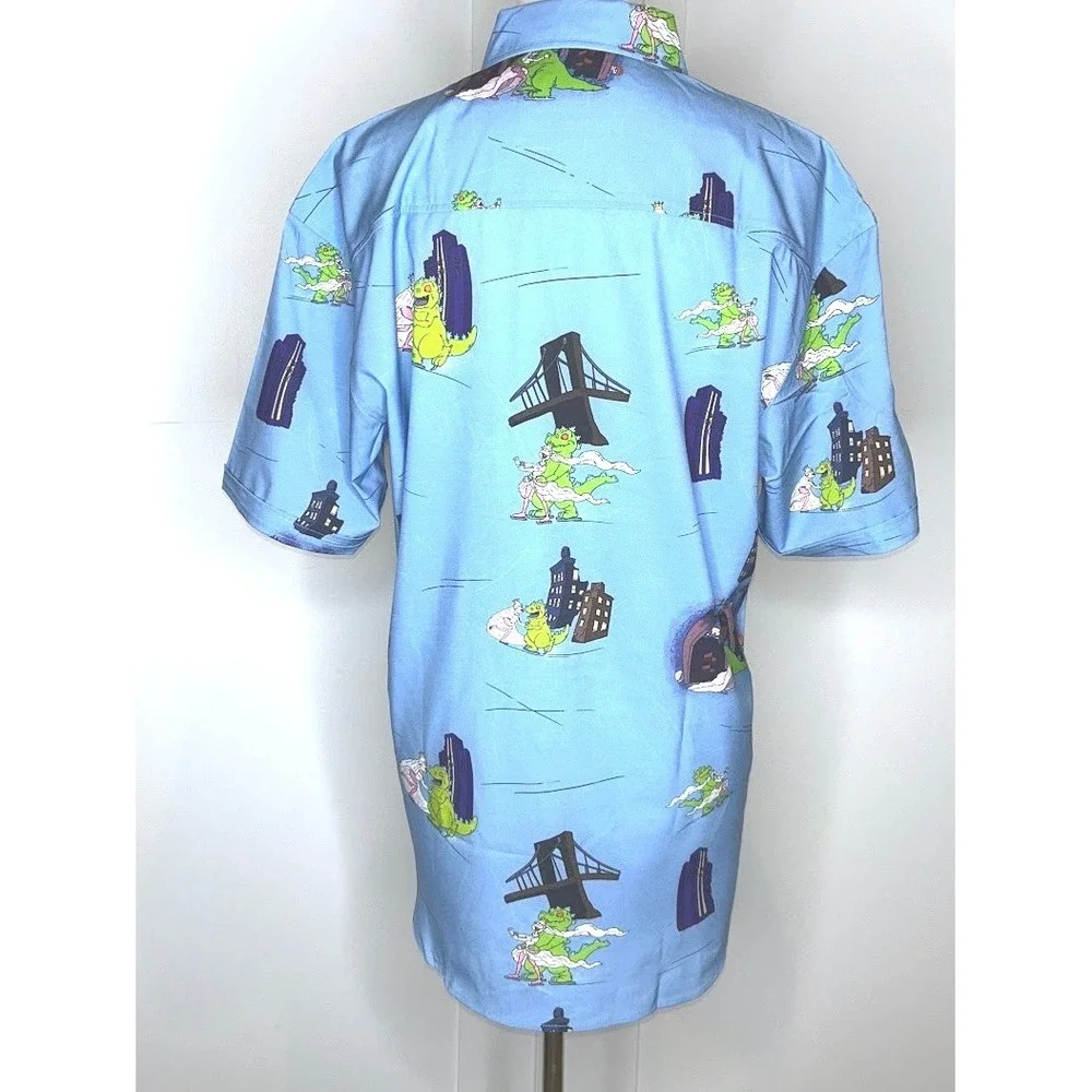 RSVLTS Rugrats Reptar On Ice Short Sleeve Button Down Shirt Mens Large New wTags
